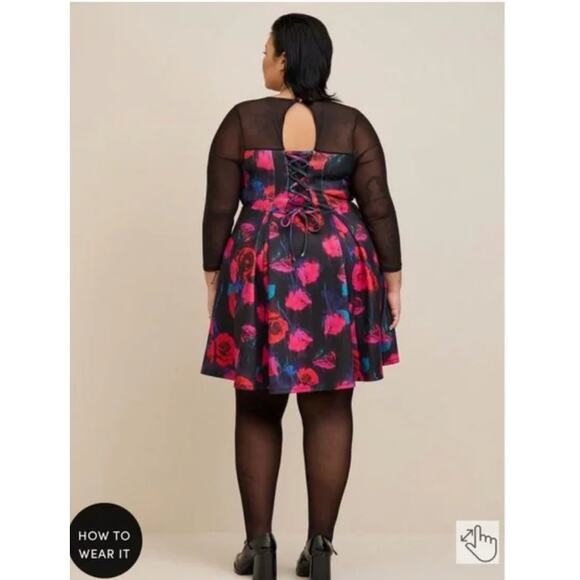 NWT Torrid Scuba Mini Dress with Illusion Neck 3X — Romantic - Picture 2 of 9